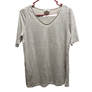 J Jill Women's Love Linen Beige Short Sleeve Shirt S Earthy Granola Girl Rustic